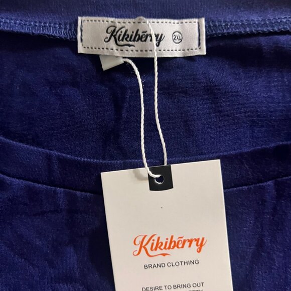 New! Kikiberry‎ Sz 2 XL Royal Blue Short Sleeve Top C08 - Picture 4 of 5